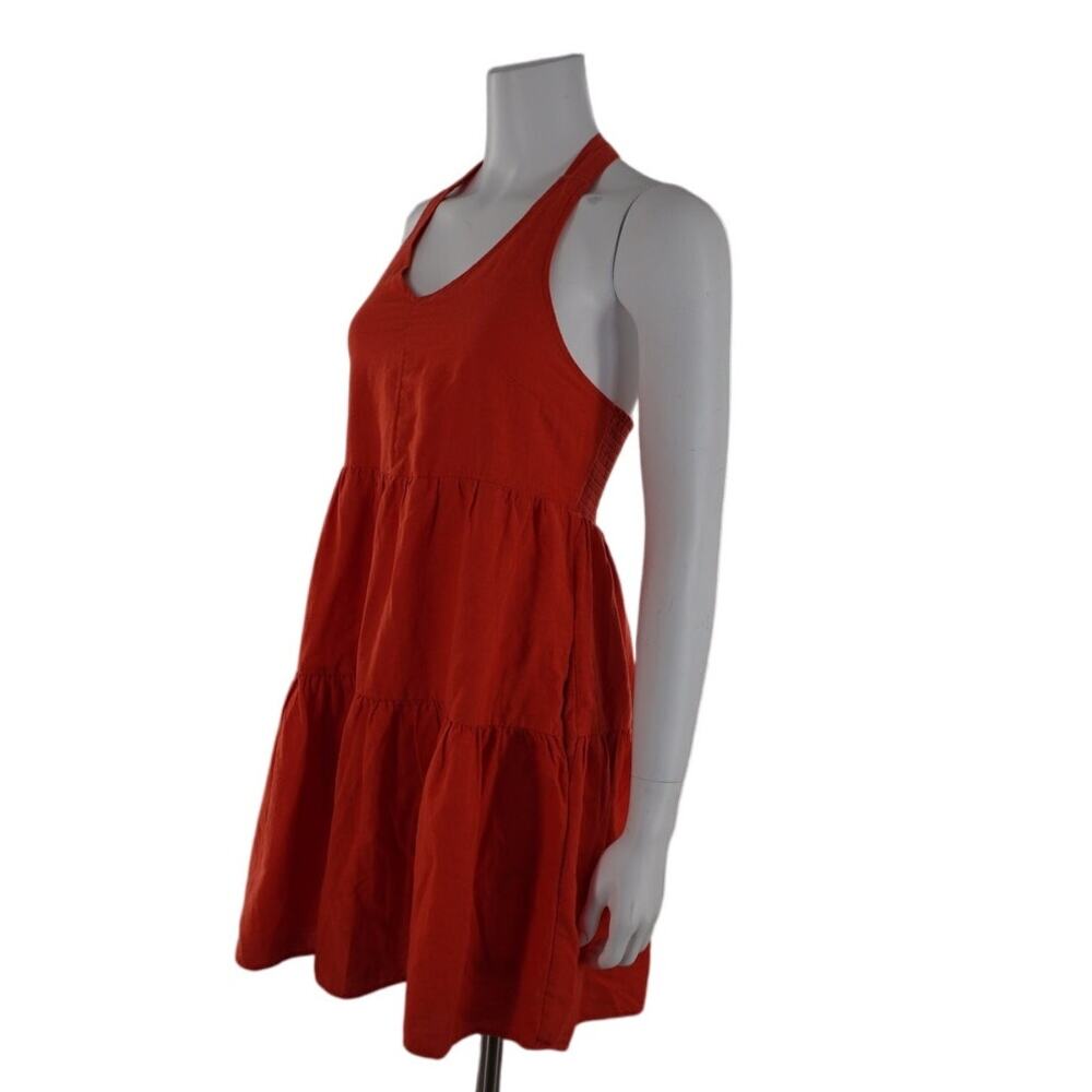 American Eagle Orange Linen Blend Halter Dress - Size M - Picture 3 of 5